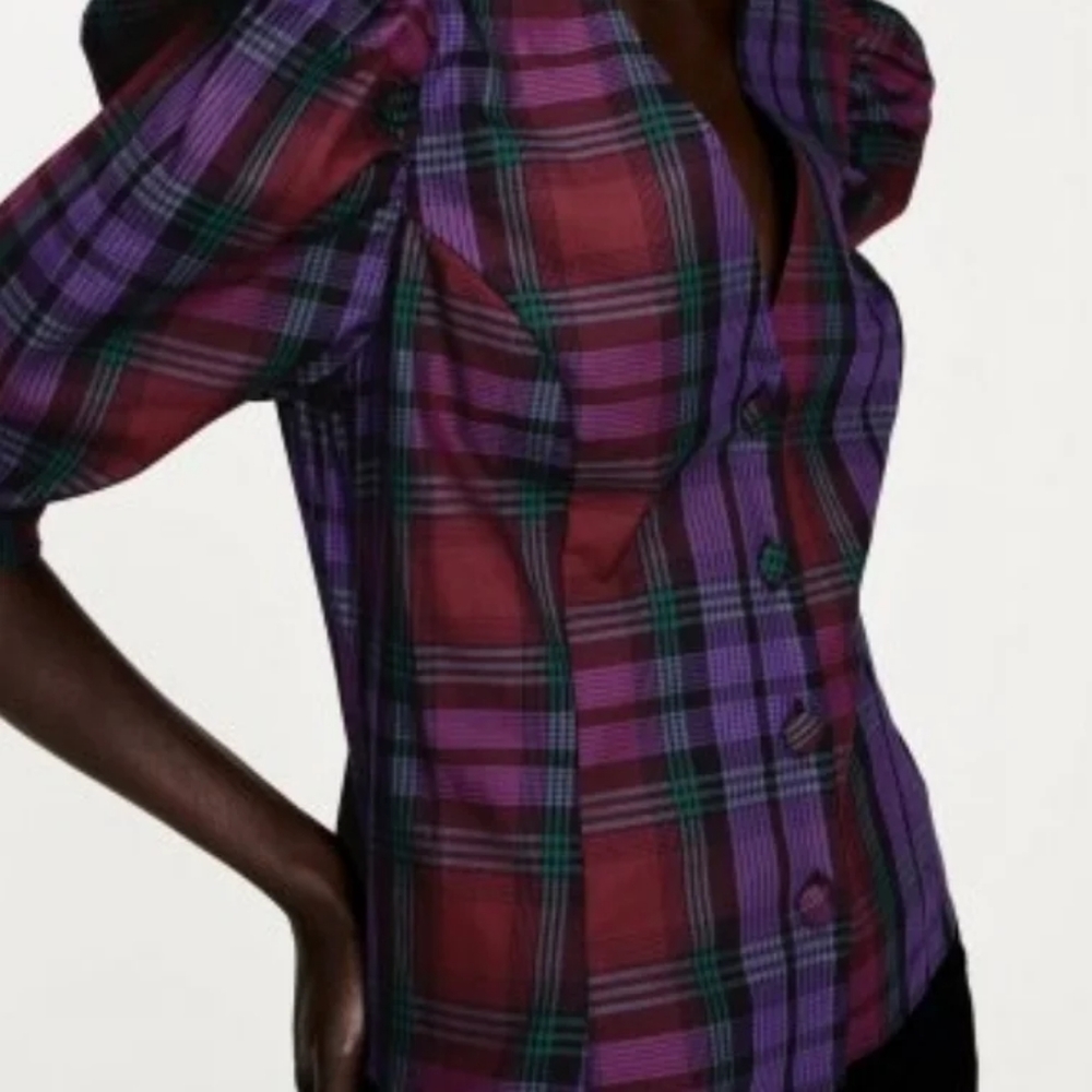 Zara Plaid Blouse